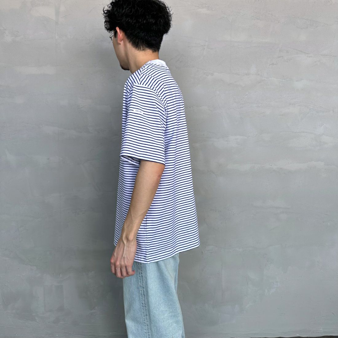 ORCIVAL [オーシバル] クルーネックボーダーTシャツ [OR-C0338CCF] WHITE/BLUE &&モデル身長：168cm 着用サイズ：4&&