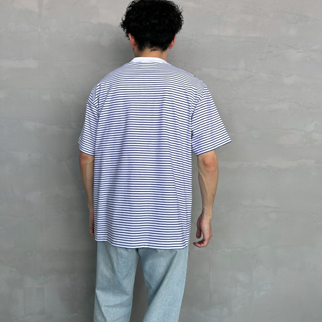 ORCIVAL [オーシバル] クルーネックボーダーTシャツ [OR-C0338CCF] WHITE/BLUE &&モデル身長：168cm 着用サイズ：4&&