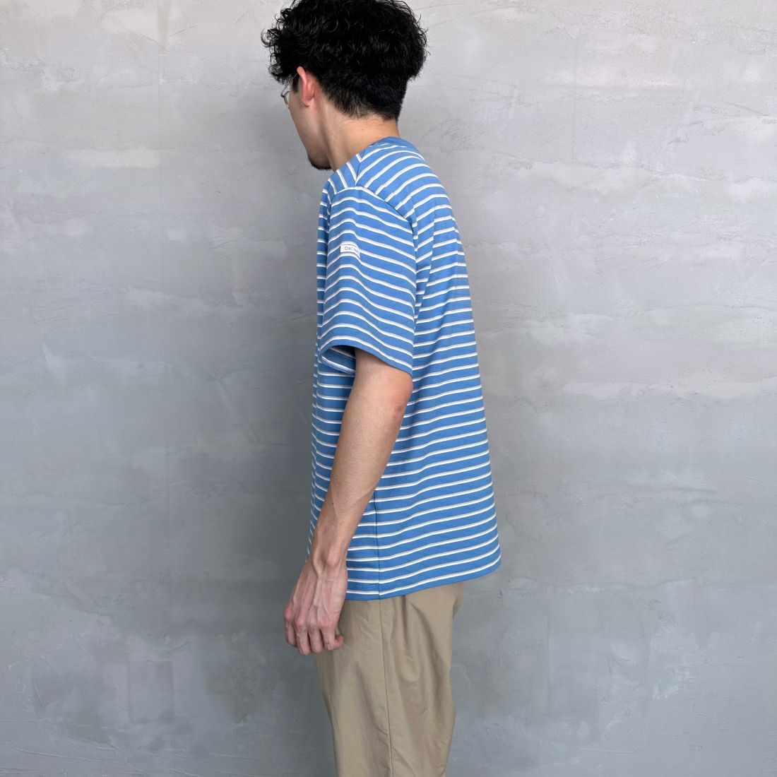 ORCIVAL [オーシバル] クルーネックボーダーTシャツ [OR-C0338CCF] SAX/TAUPE/ &&モデル身長：168cm 着用サイズ：4&&