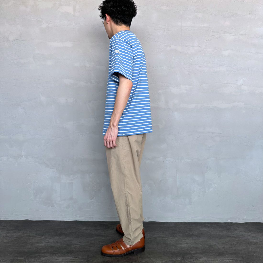 ORCIVAL [オーシバル] クルーネックボーダーTシャツ [OR-C0338CCF] SAX/TAUPE/ &&モデル身長：168cm 着用サイズ：4&&