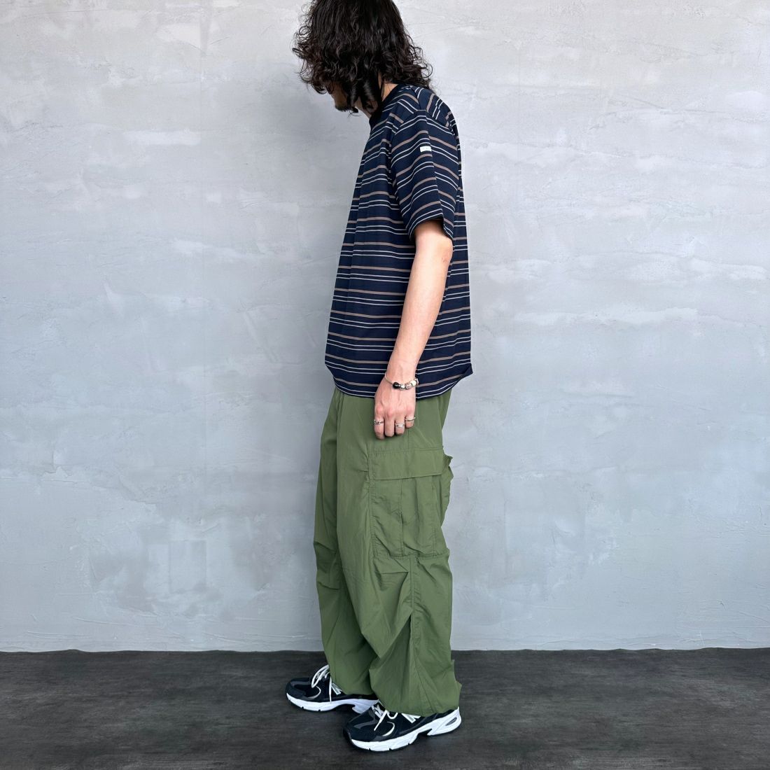 ORCIVAL [オーシバル] クルーネックボーダーTシャツ [OR-C0338CCF] D.NVY/BRN/ &&モデル身長：173cm 着用サイズ：4&&