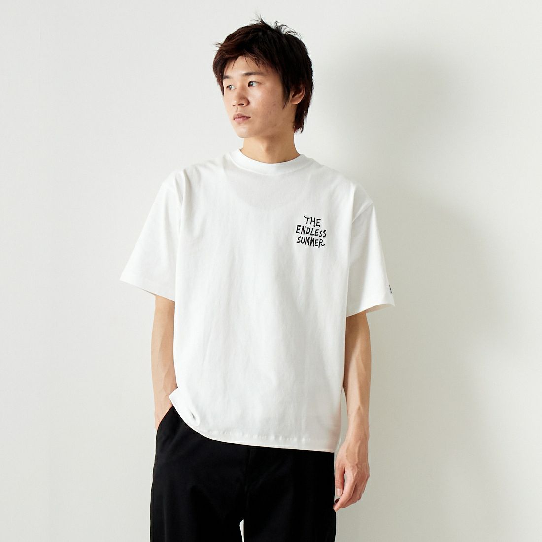 The Endless Summer [エンドレスサマー] ドラゴン刺繍ビッグTシャツ [C-24574301] 07 WHITE &&モデル身長：182cm 着用サイズ：M&&