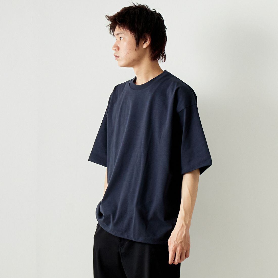 Jeans Factory Clothes [ジーンズファクトリークローズ] ドットエアリードローコードTシャツ [JFC-242-016] BLACK &&モデル身長：182cm 着用サイズ：L&&
