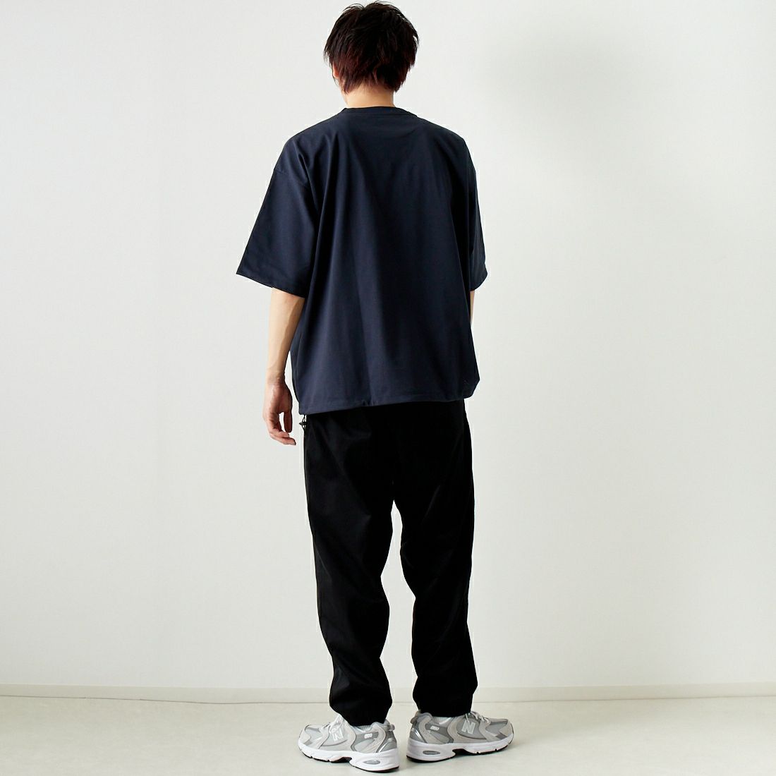 Jeans Factory Clothes [ジーンズファクトリークローズ] ドットエアリードローコードTシャツ [JFC-242-016] BLACK &&モデル身長：182cm 着用サイズ：L&&