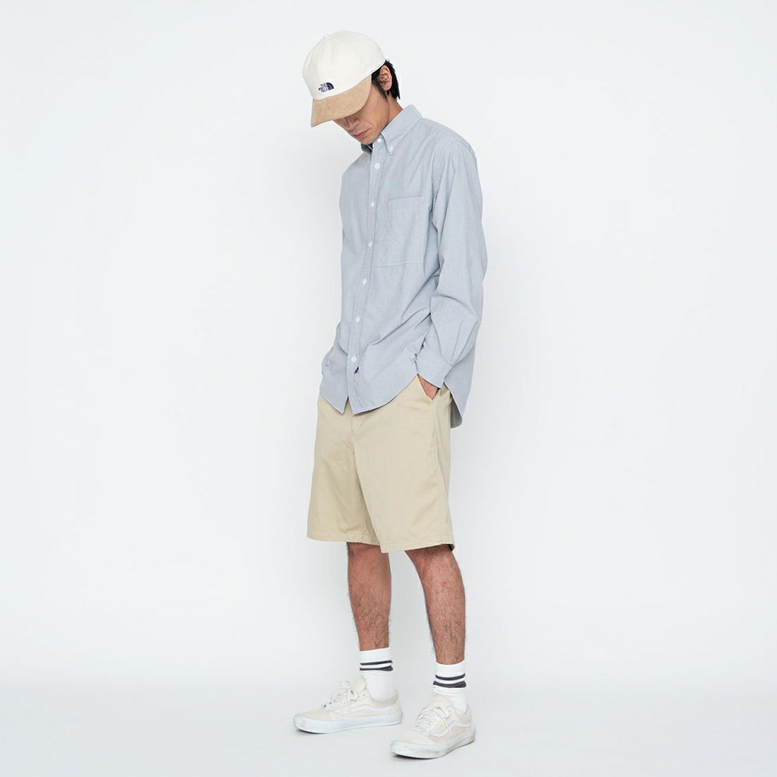 THE NORTH FACE PURPLE LABEL [ザ ノースフェイス パープルレーベル] チノフィールドショーツ [NT4404N] BE BEIGE &&モデル身長：178cm 着用サイズ：32&&