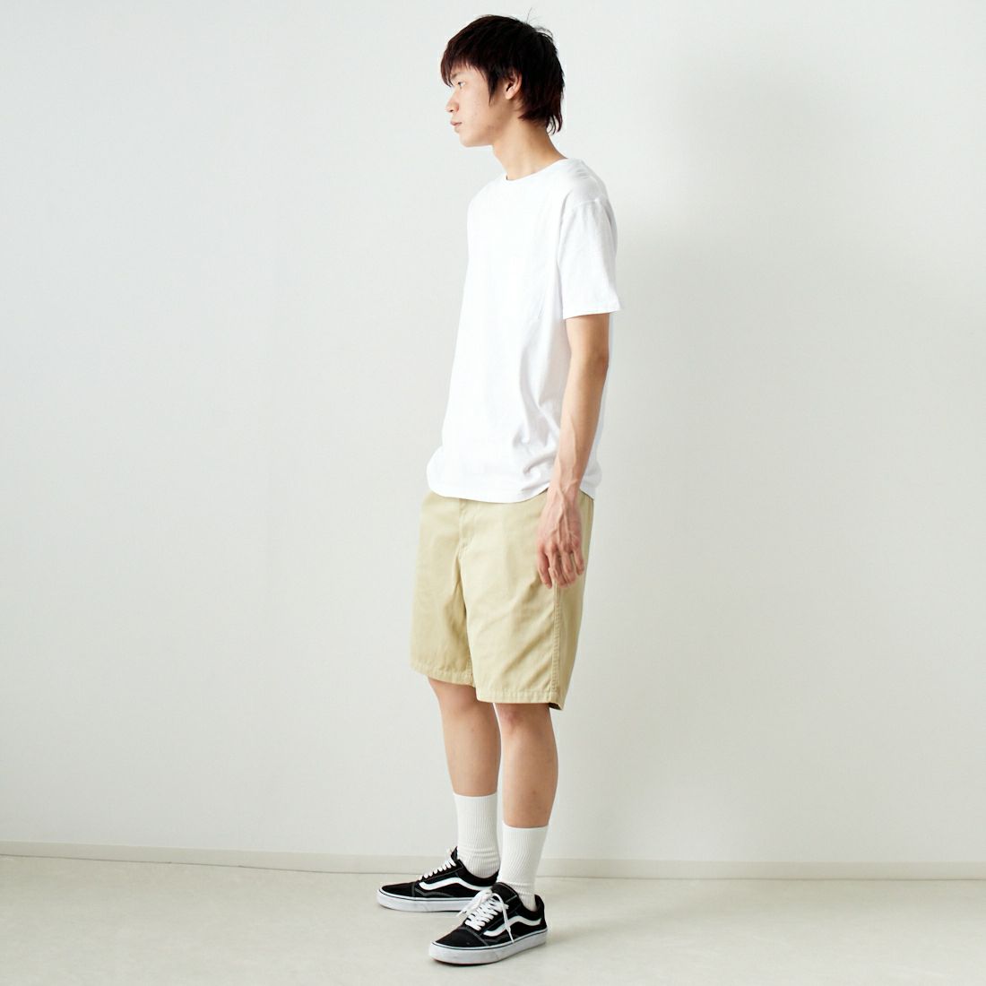 THE NORTH FACE PURPLE LABEL [ザ ノースフェイス パープルレーベル] チノフィールドショーツ [NT4404N] BE BEIGE &&モデル身長：182cm 着用サイズ：32&&