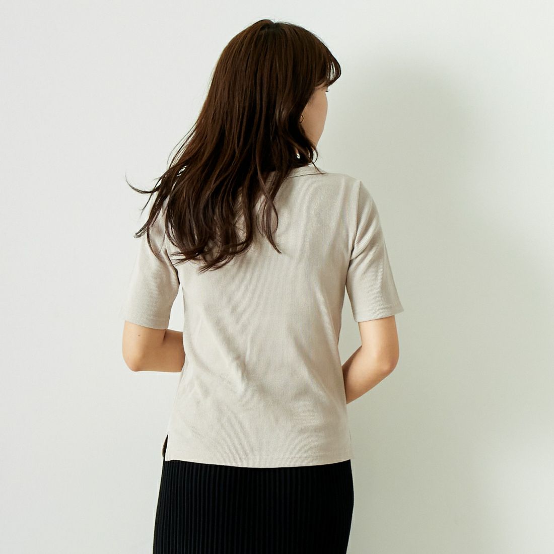 Jeans Factory Clothes [ジーンズファクトリークローズ] MIXラメ テレコリブカットソー [21242054] ｵﾌ &&モデル身長：167cm 着用サイズ：M&&