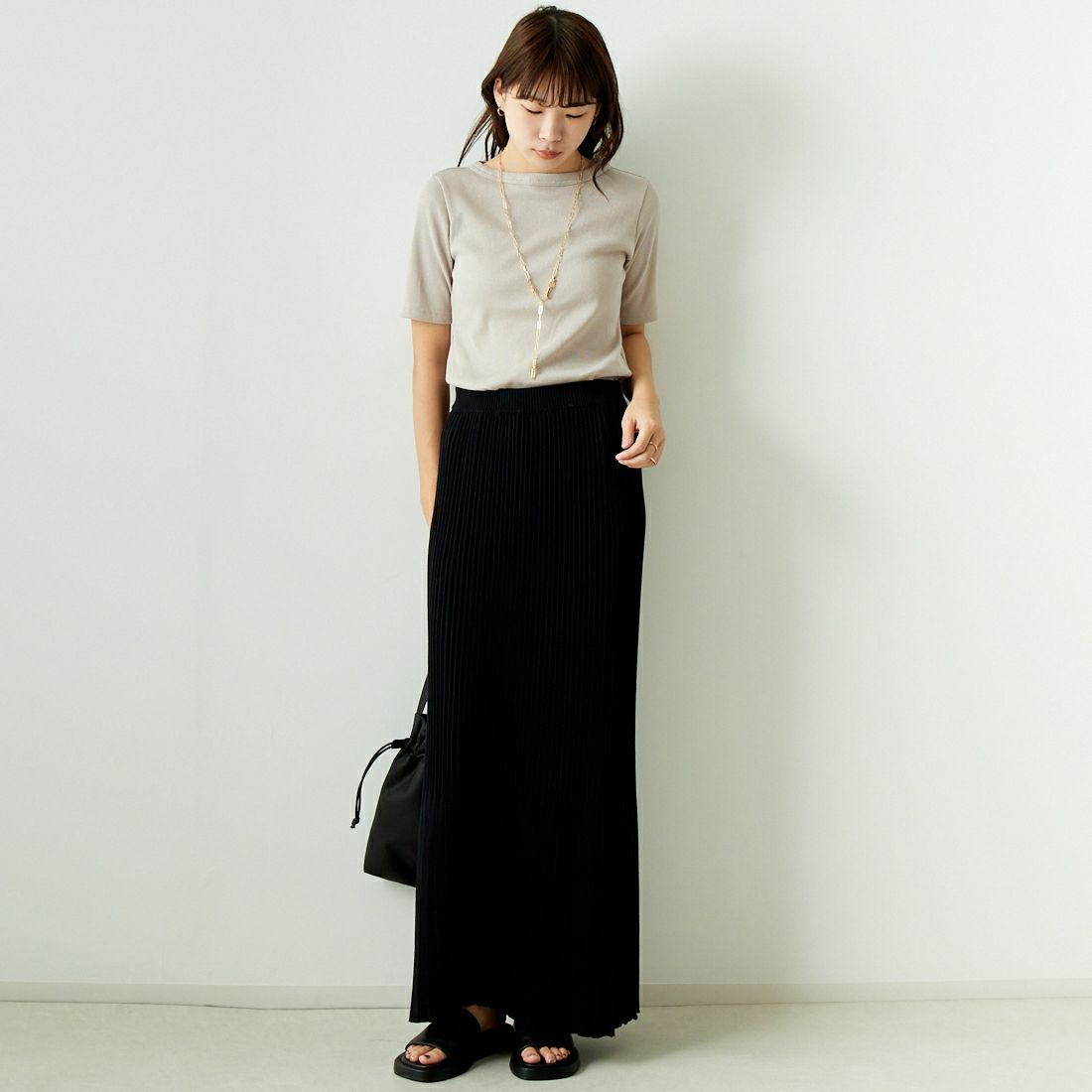 Jeans Factory Clothes [ジーンズファクトリークローズ] MIXラメ テレコリブカットソー [21242054] ｵﾌ &&モデル身長：167cm 着用サイズ：M&&