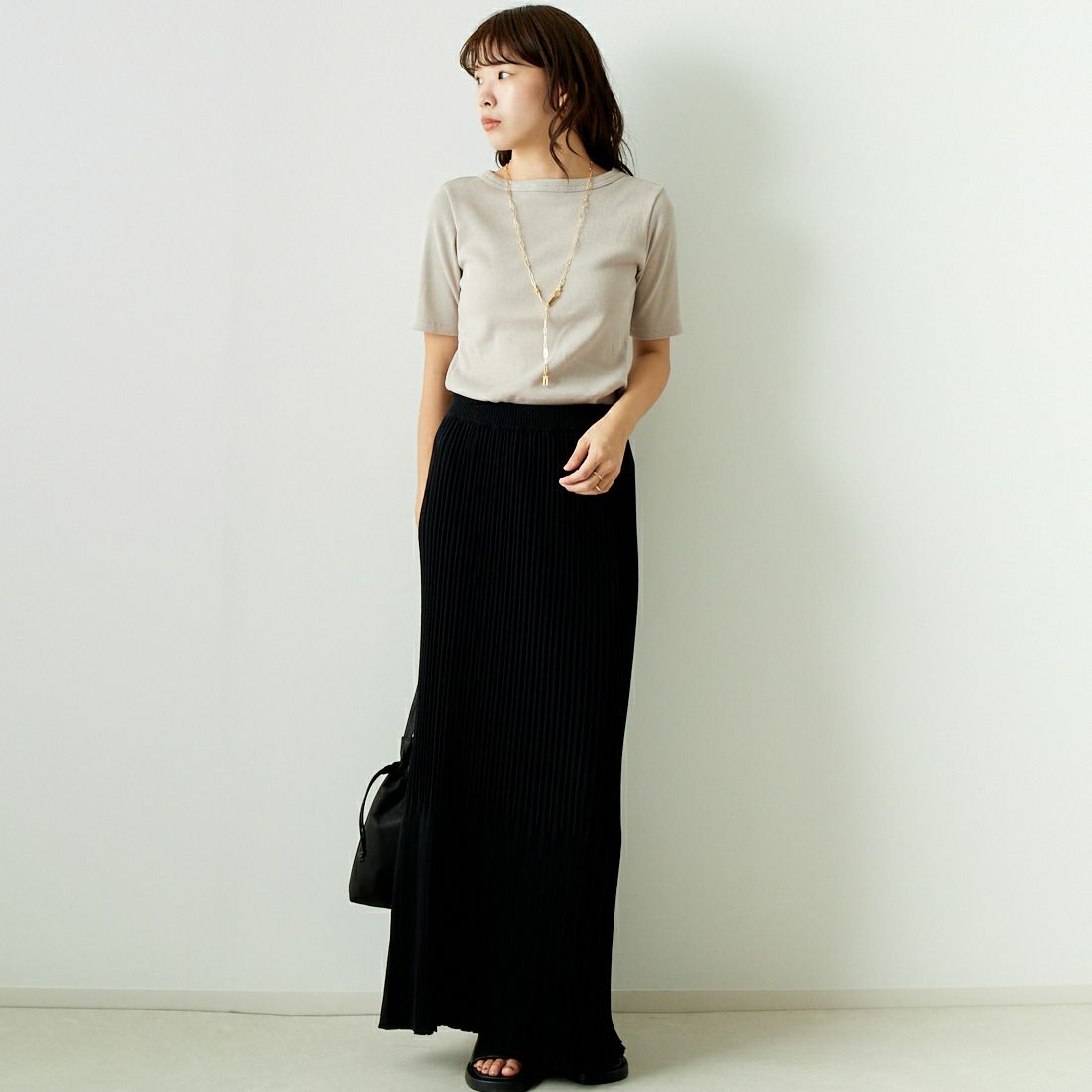 Jeans Factory Clothes [ジーンズファクトリークローズ] MIXラメ テレコリブカットソー [21242054] ｵﾌ &&モデル身長：167cm 着用サイズ：M&&