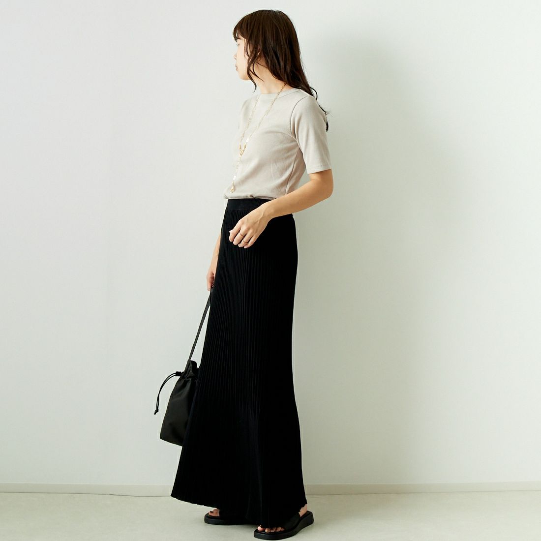 Jeans Factory Clothes [ジーンズファクトリークローズ] MIXラメ テレコリブカットソー [21242054] ｵﾌ &&モデル身長：167cm 着用サイズ：M&&