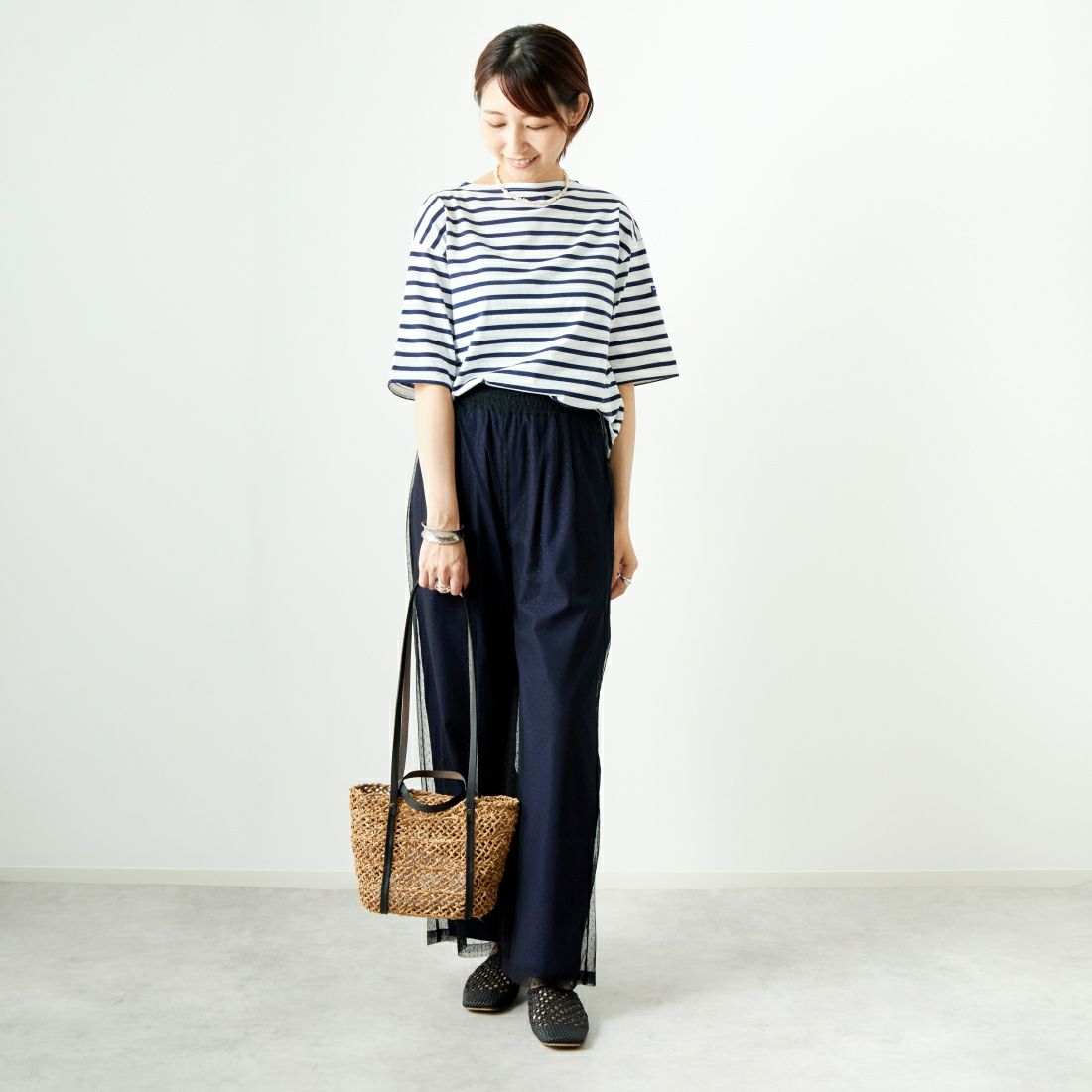 ST.JAMES [セントジェームス] ピリアックルーズドロップTシャツ [20JC-8733-LEGR] NEI/MAR &&モデル身長：167cm 着用サイズ：3&&