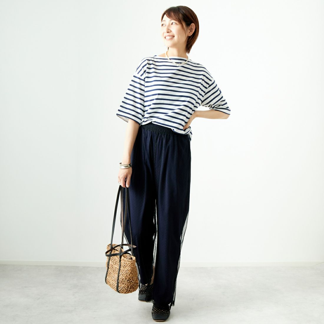 ST.JAMES [セントジェームス] ピリアックルーズドロップTシャツ [20JC-8733-LEGR] NEI/MAR &&モデル身長：167cm 着用サイズ：3&&