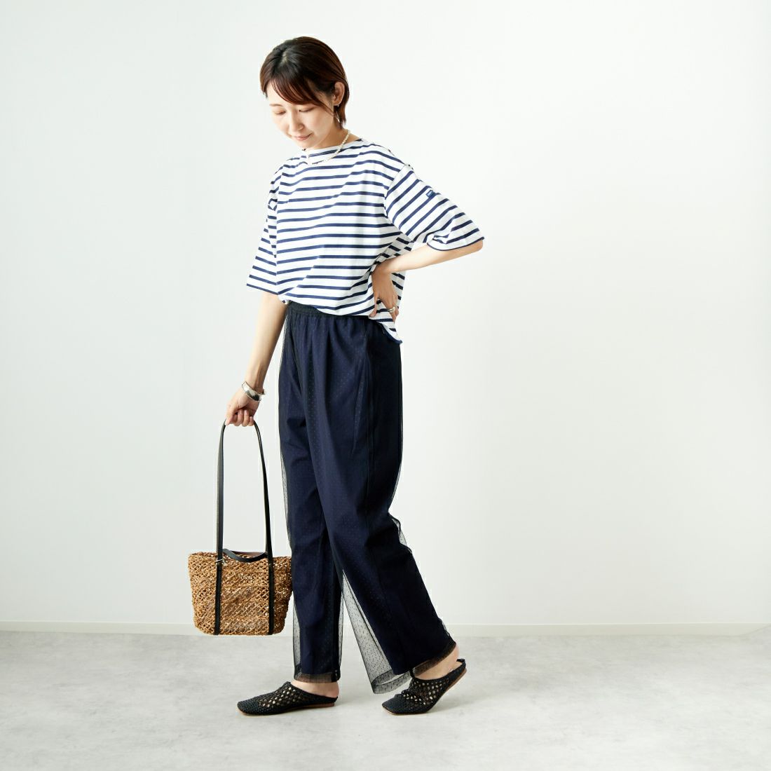 ST.JAMES [セントジェームス] ピリアックルーズドロップTシャツ [20JC-8733-LEGR] NEI/MAR &&モデル身長：167cm 着用サイズ：3&&