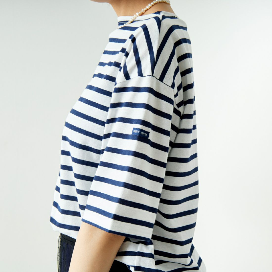 ST.JAMES [セントジェームス] ピリアックルーズドロップTシャツ [20JC-8733-LEGR] NEI/MAR &&モデル身長：167cm 着用サイズ：3&&