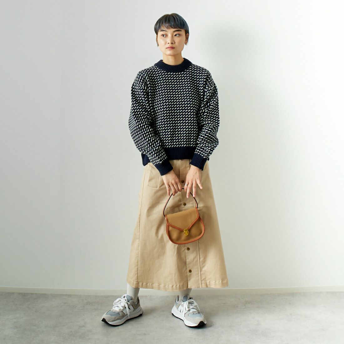 Barbour [バブアー] ロングレングススカート [241LSKG001] BEIGE &&モデル身長：160cm 着用サイズ：S&&