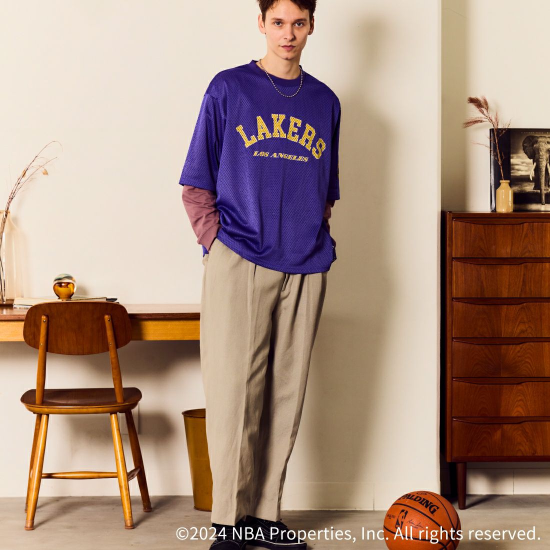 OFF THE COURT BY NBA [オフ ザ コート バイ エヌビーエー] 別注 メッシュTシャツ [JF-24SS-001-JF] PPL LAKERS