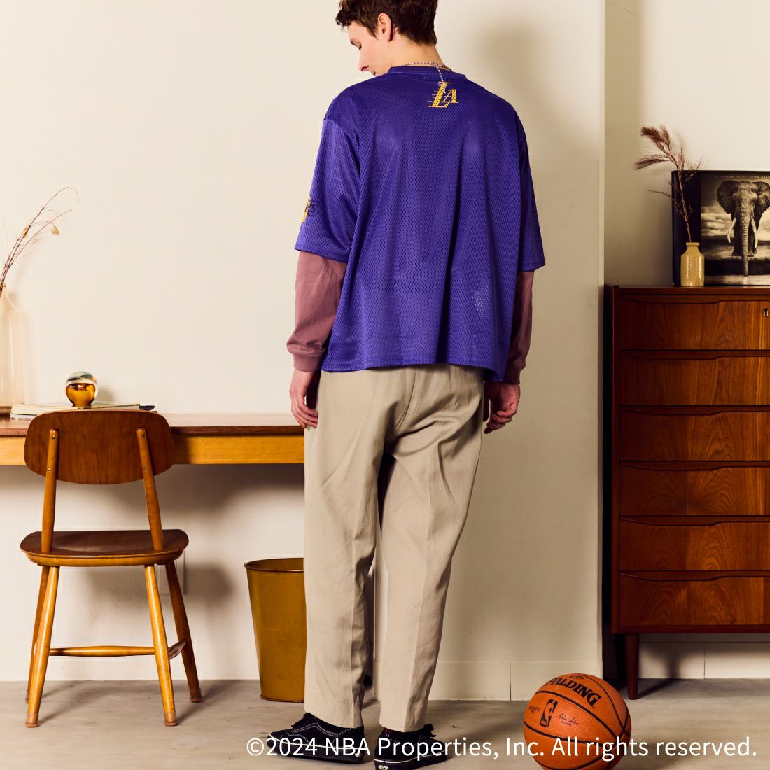 OFF THE COURT BY NBA [オフ ザ コート バイ エヌビーエー] 別注 メッシュTシャツ [JF-24SS-001-JF] PPL LAKERS