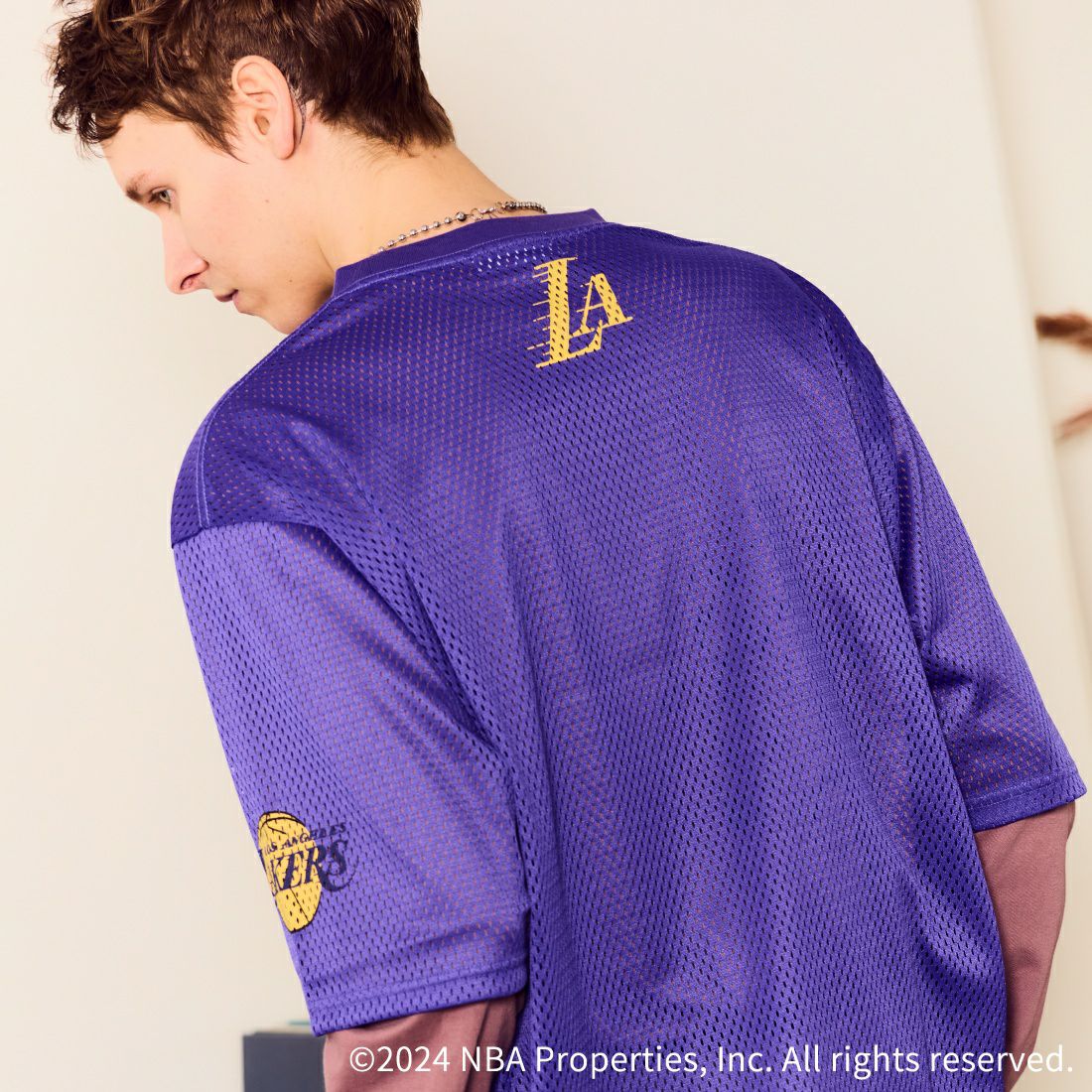 OFF THE COURT BY NBA [オフ ザ コート バイ エヌビーエー] 別注 メッシュTシャツ [JF-24SS-001-JF] PPL LAKERS