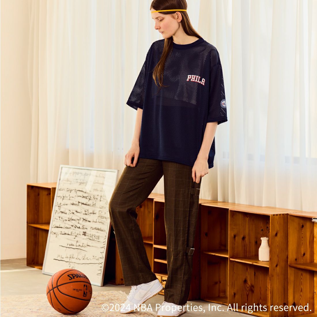 OFF THE COURT BY NBA [オフ ザ コート バイ エヌビーエー] 別注 メッシュTシャツ [JF-24SS-001-JF] NVY 76ERS