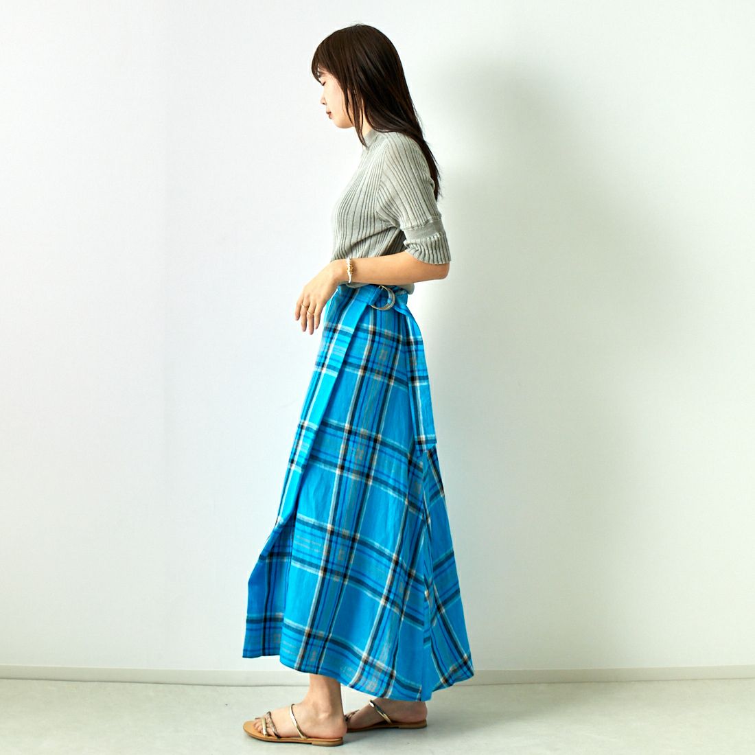 JoICEADDED [ジョイスアディッド] コットンシアー ニットプルオーバー [J241KN05] GREY &&モデル身長：167cm 着用サイズ：F&&