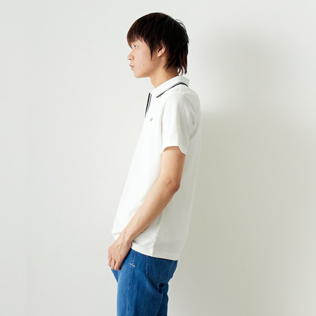A.P.C. GOLF [アー・ペー・セー ゴルフ] AARON ポロシャツ [CTM4403] WHITE &&モデル身長：182cm 着用サイズ：L&&