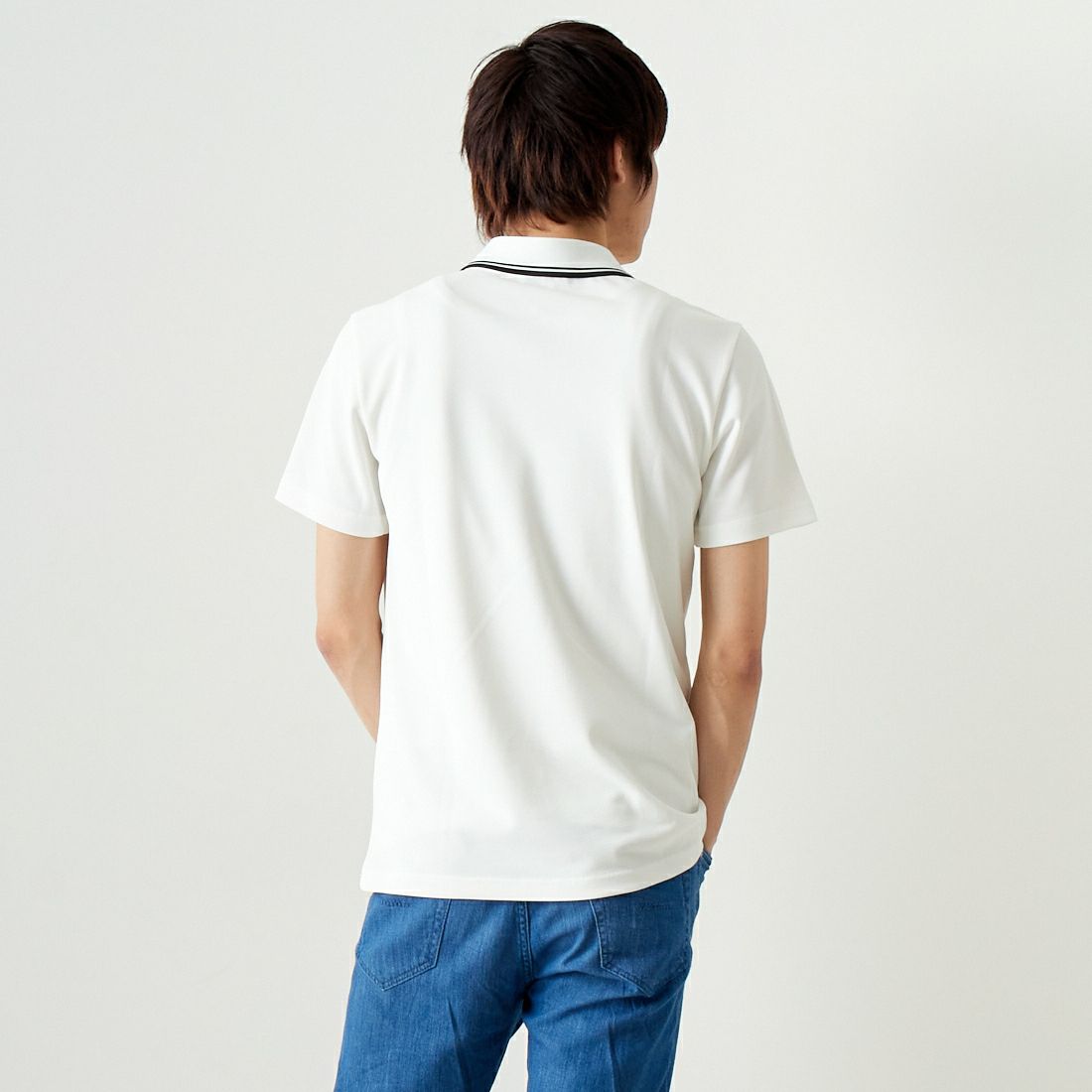 A.P.C. GOLF [アー・ペー・セー ゴルフ] AARON ポロシャツ [CTM4403] WHITE &&モデル身長：182cm 着用サイズ：L&&