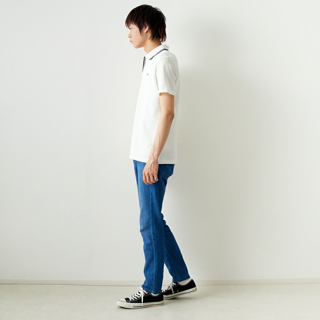 A.P.C. GOLF [アー・ペー・セー ゴルフ] AARON ポロシャツ [CTM4403] WHITE &&モデル身長：182cm 着用サイズ：L&&