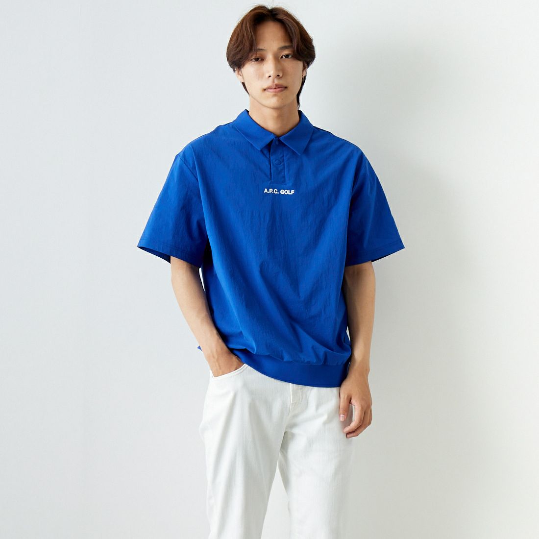 A.P.C. GOLF [アー・ペー・セー ゴルフ] ADRIEN Tシャツ [CTM4411] BLUE &&モデル身長：179cm 着用サイズ：L&&