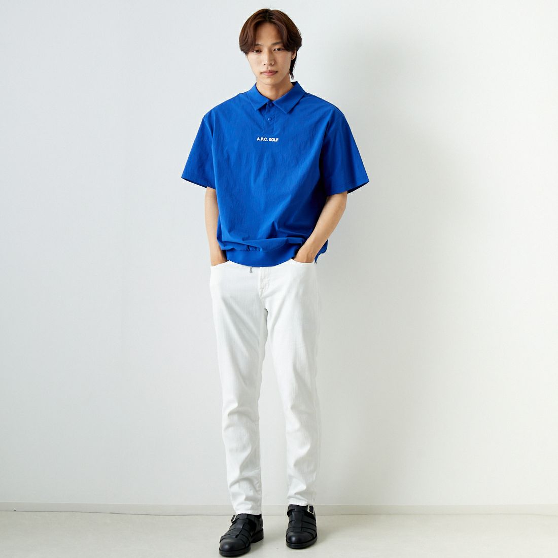 A.P.C. GOLF [アー・ペー・セー ゴルフ] ADRIEN Tシャツ [CTM4411] BLUE &&モデル身長：179cm 着用サイズ：L&&