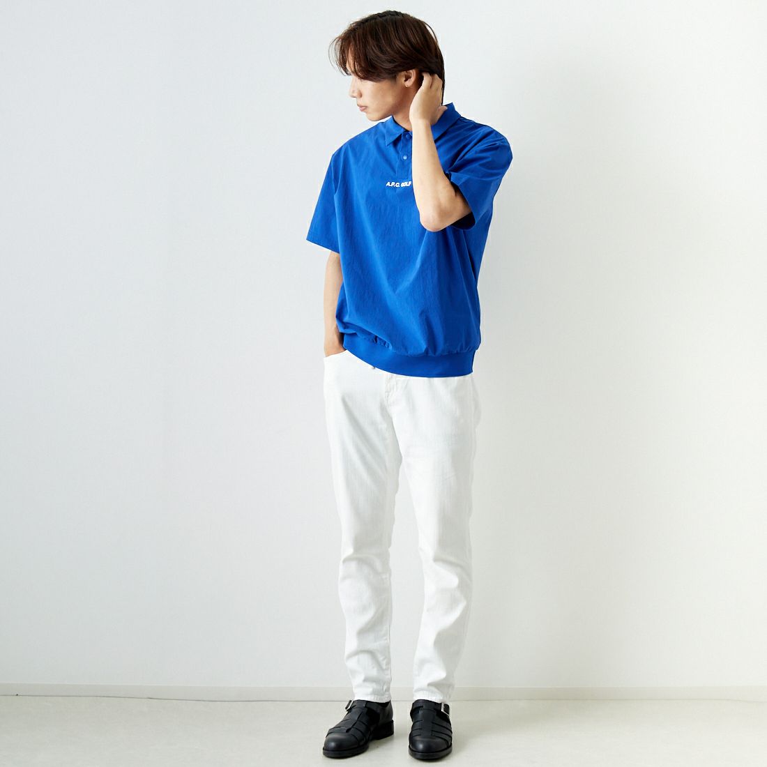 A.P.C. GOLF [アー・ペー・セー ゴルフ] ADRIEN Tシャツ [CTM4411] BLUE &&モデル身長：179cm 着用サイズ：L&&