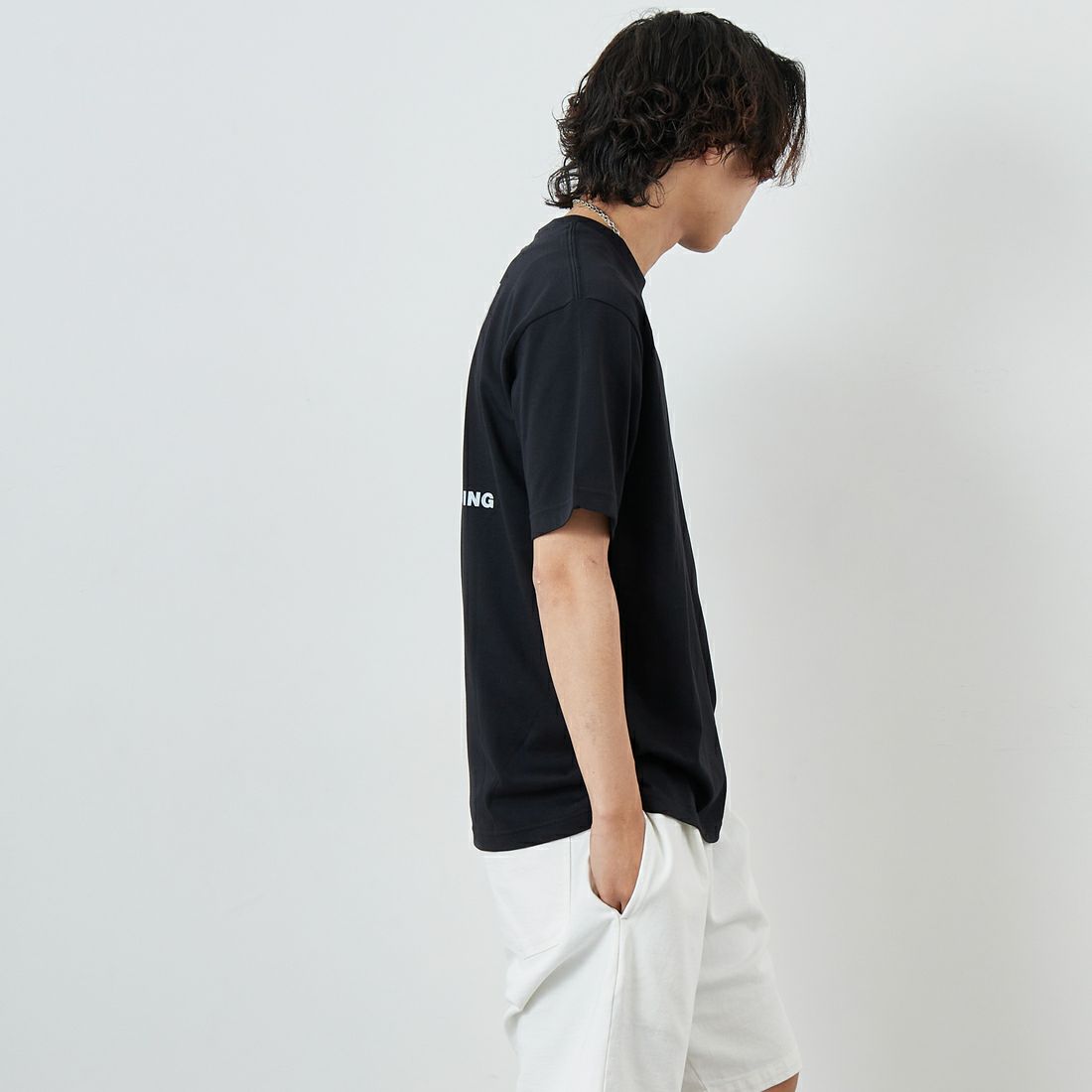 THE NORTH FACE [ザ ノースフェイス] ショートスリーブ バンダナスクエアロゴTシャツ [NT32446] K2 &&モデル身長：179cm 着用サイズ：L&&