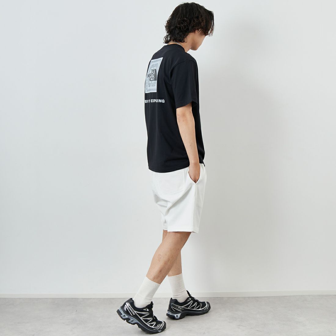 THE NORTH FACE [ザ ノースフェイス] ショートスリーブ バンダナスクエアロゴTシャツ [NT32446] K2 &&モデル身長：179cm 着用サイズ：L&&