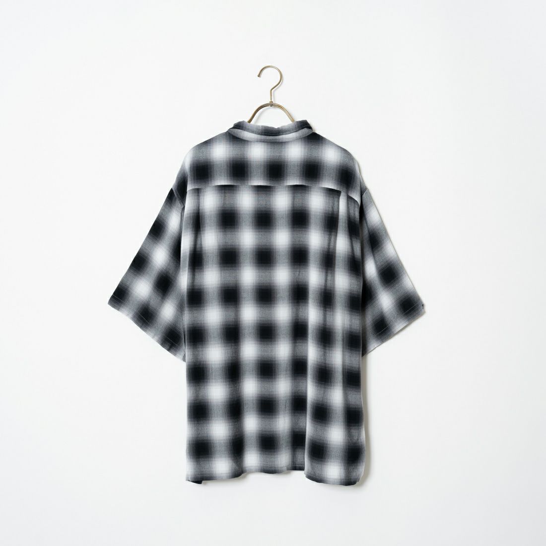 DAN RIVER [ダンリバー] 別注 レーヨンオープンカラーチェックシャツ [DR24S002-JF] BLACK