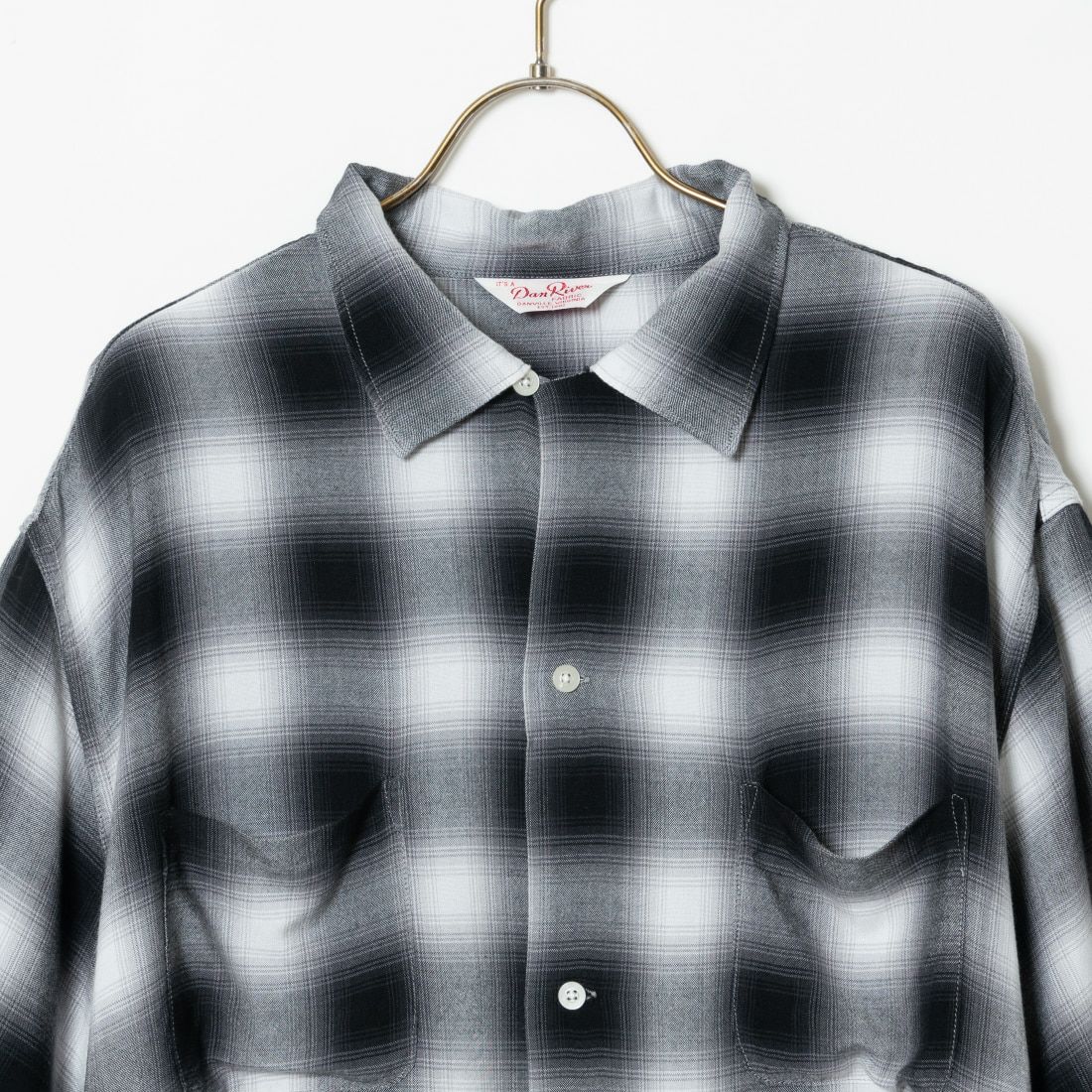 DAN RIVER [ダンリバー] 別注 レーヨンオープンカラーチェックシャツ [DR24S002-JF] BLACK