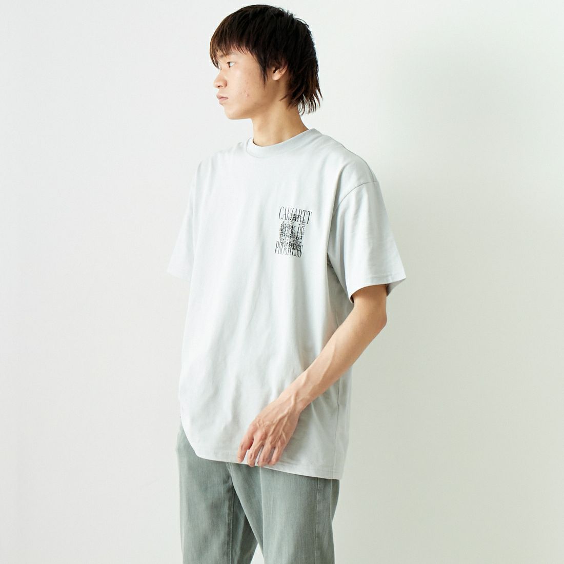 carhartt WIP [カーハートダブリューアイピー] ショートスリーブ オールウェイズアウィップTシャツ [I033174] SONIC SILV &&モデル身長：182cm 着用サイズ：L&&