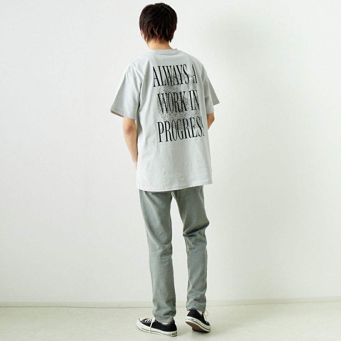 carhartt WIP [カーハートダブリューアイピー] ショートスリーブ オールウェイズアウィップTシャツ [I033174] SONIC SILV &&モデル身長：182cm 着用サイズ：L&&
