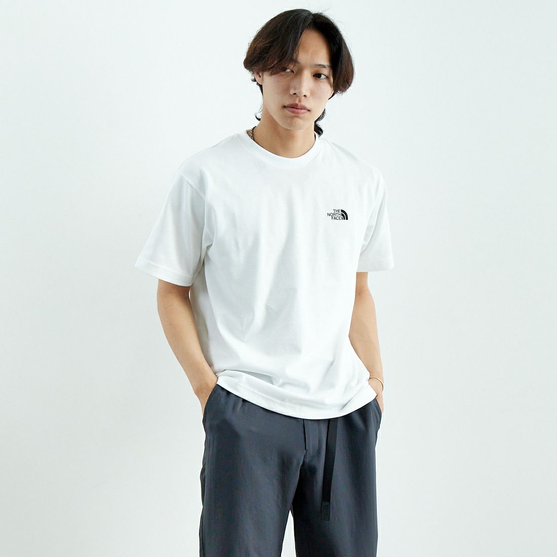 THE NORTH FACE [ザ ノースフェイス] ショートスリーブ バックスクエアロゴTシャツ [NT32447] W2 &&モデル身長：179cm 着用サイズ：M&&