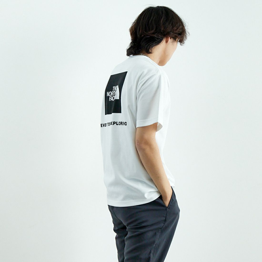 THE NORTH FACE [ザ ノースフェイス] ショートスリーブ バックスクエアロゴTシャツ [NT32447] W2 &&モデル身長：179cm 着用サイズ：M&&