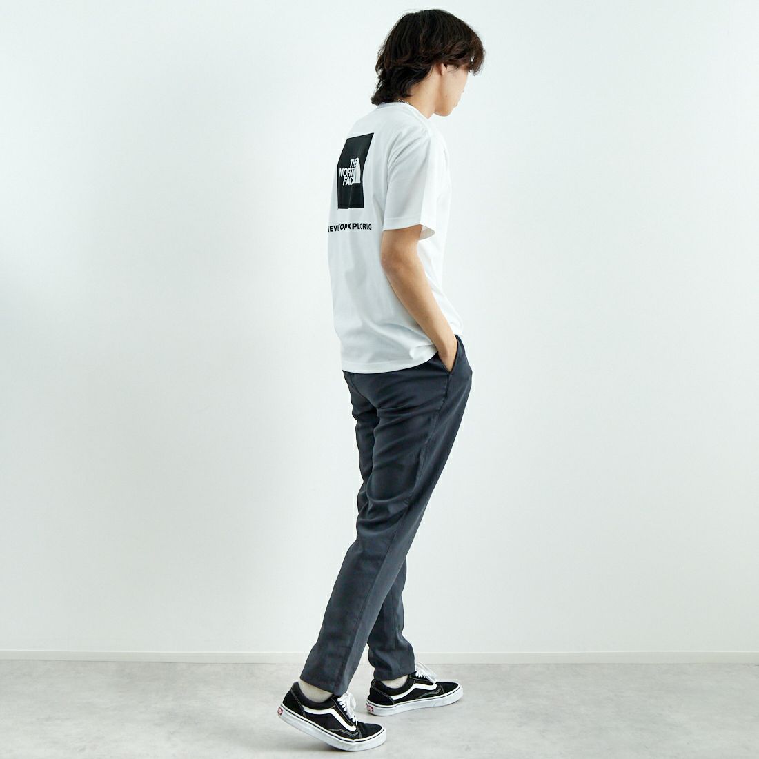 THE NORTH FACE [ザ ノースフェイス] ショートスリーブ バックスクエアロゴTシャツ [NT32447] W2 &&モデル身長：179cm 着用サイズ：M&&