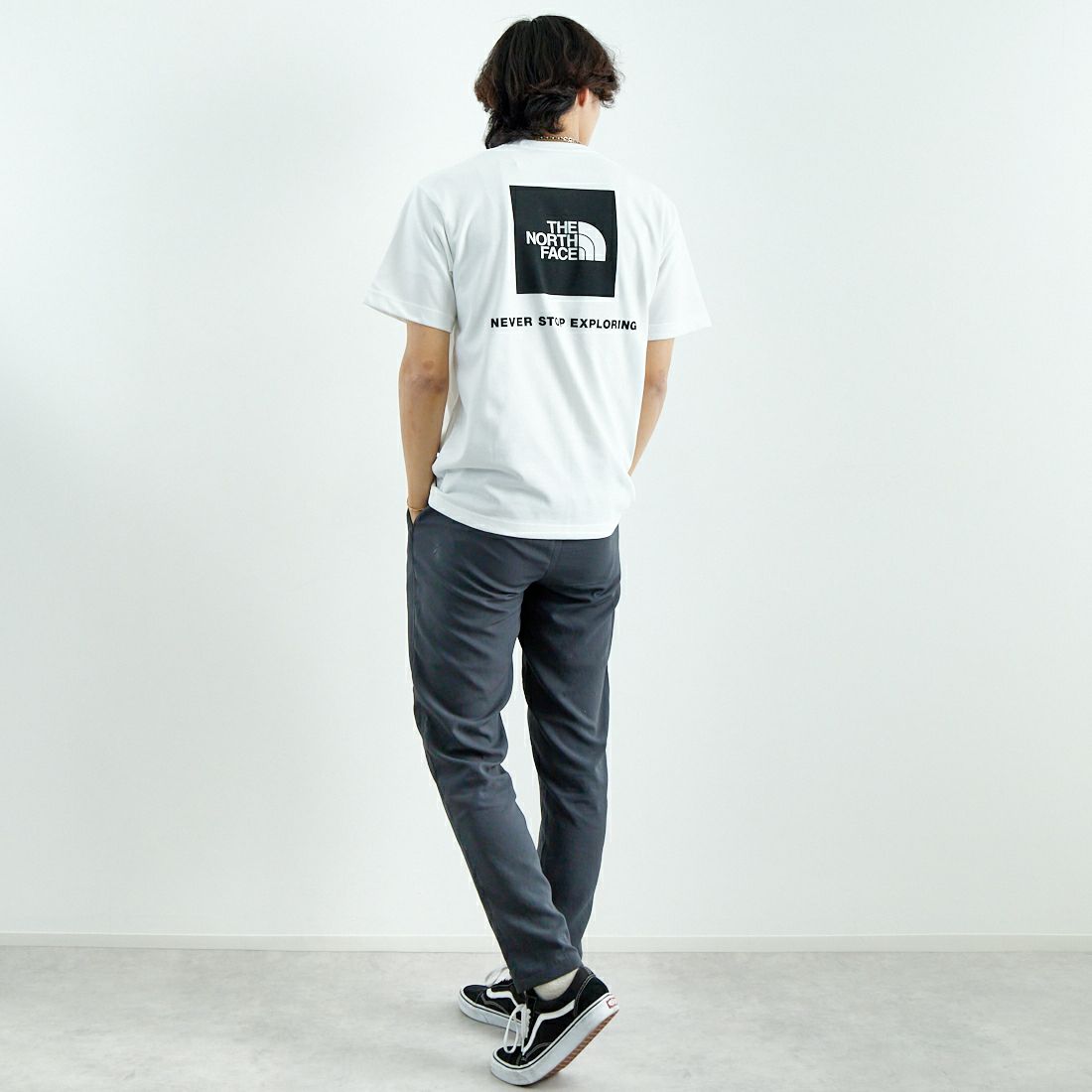 THE NORTH FACE [ザ ノースフェイス] ショートスリーブ バックスクエアロゴTシャツ [NT32447] W2 &&モデル身長：179cm 着用サイズ：M&&