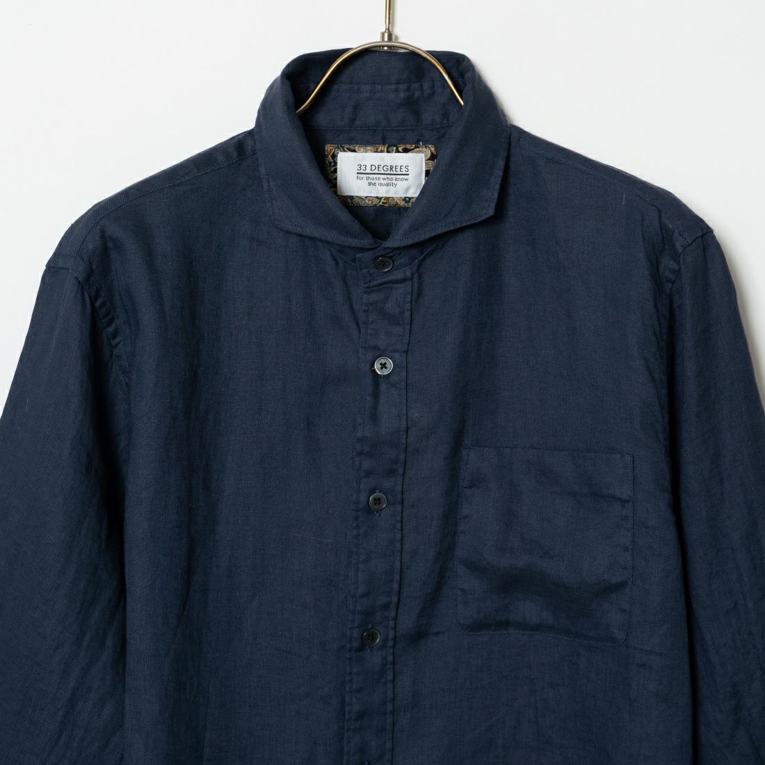33Degrees [サーティスリーディグリーズ] フレンチリネン 七分袖シャツ [BFQ210] 540 NAVY