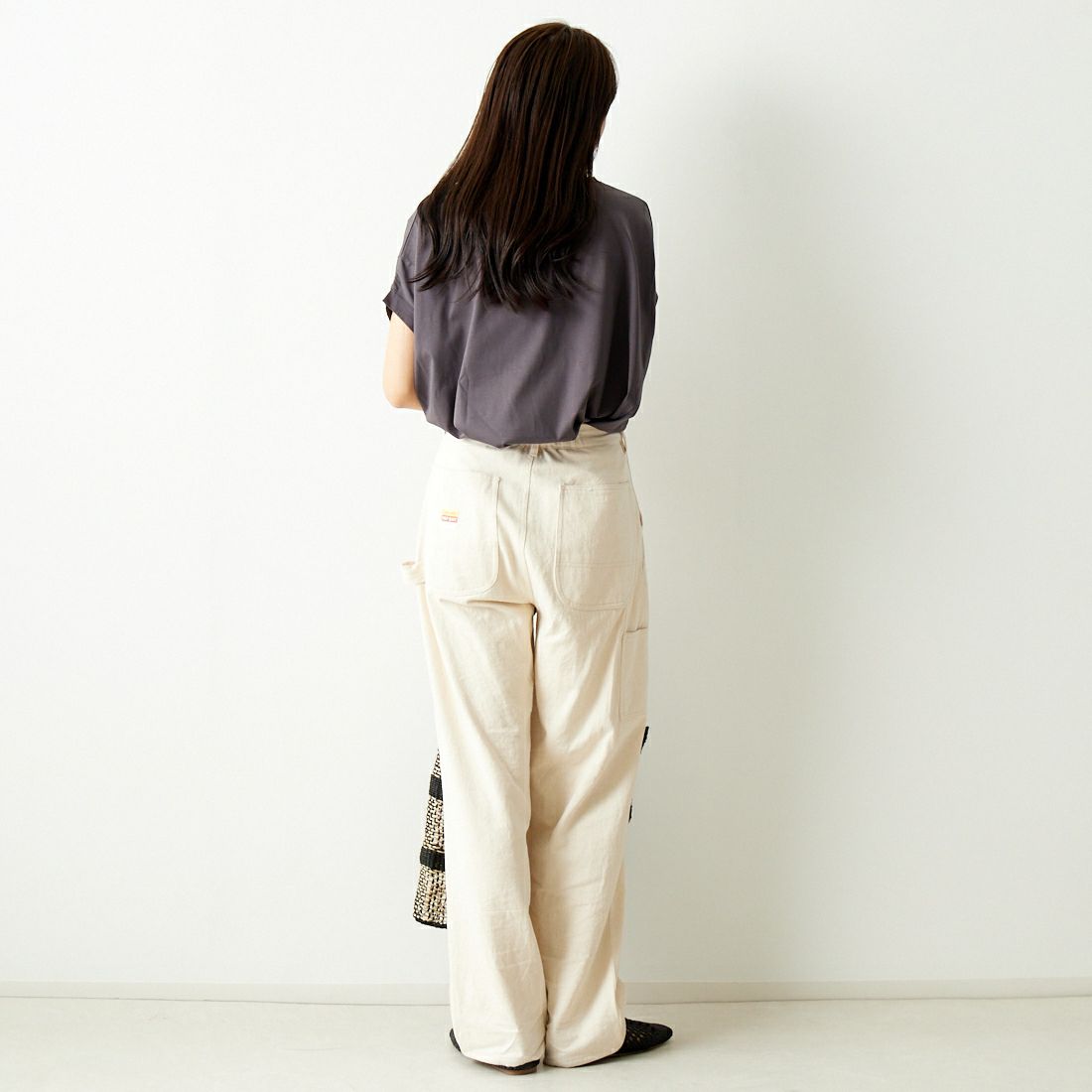 Jf Ready Made [ジェイエフレディメイド] シルケットタックワイドTシャツ [963-27369] 08 ﾁｬｺｰﾙ &&モデル身長：167cm 着用サイズ：F&&