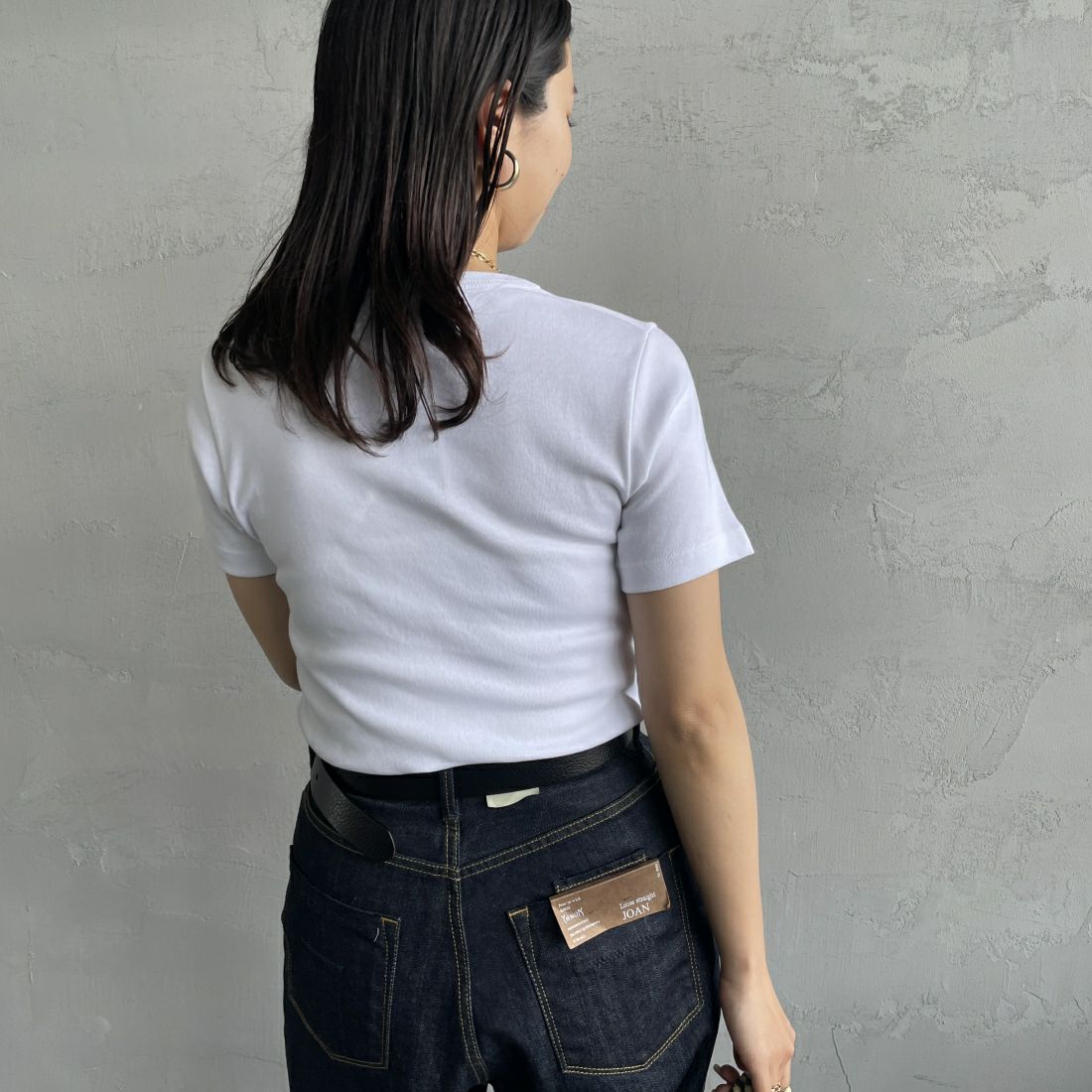 GICIPI [ジチピ] CRISTALLO クルーネックTシャツ [2412P] BIANCO &&モデル身長：163cm 着用サイズ：1&&