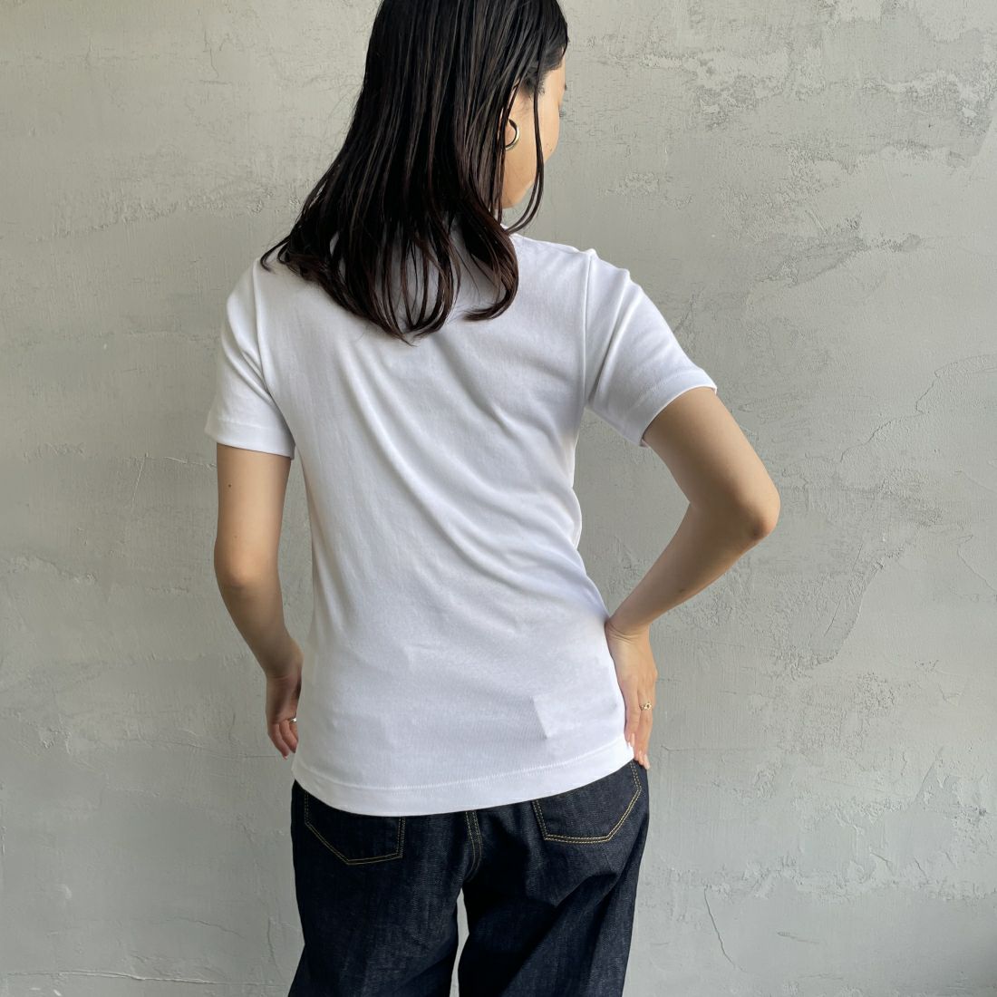 GICIPI [ジチピ] CRISTALLO クルーネックTシャツ [2412P] BIANCO &&モデル身長：163cm 着用サイズ：1&&