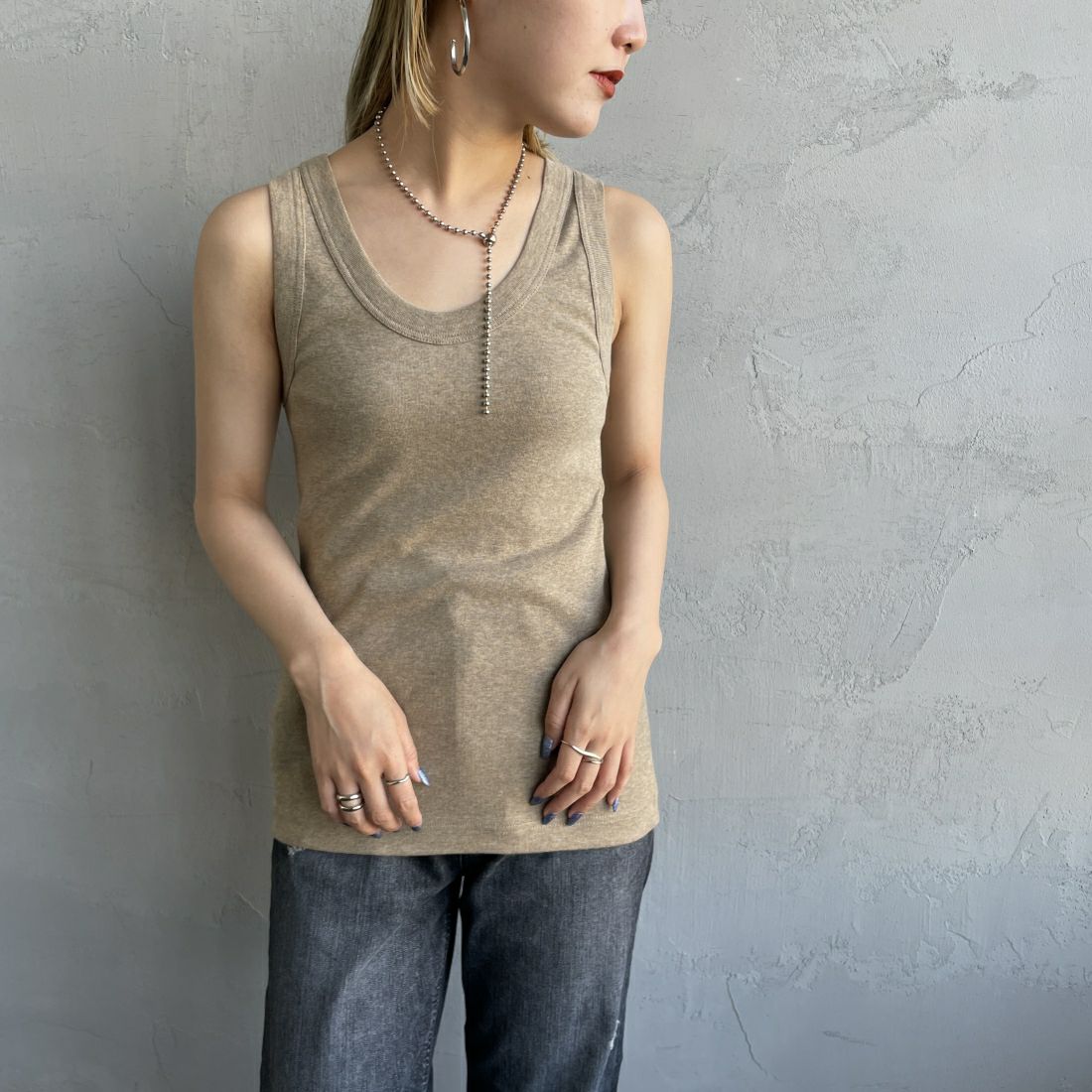 GICIPI [ジチピ] VANADIO タンクトップ [2410P] MARRONE ME &&モデル身長：156cm 着用サイズ：1&&