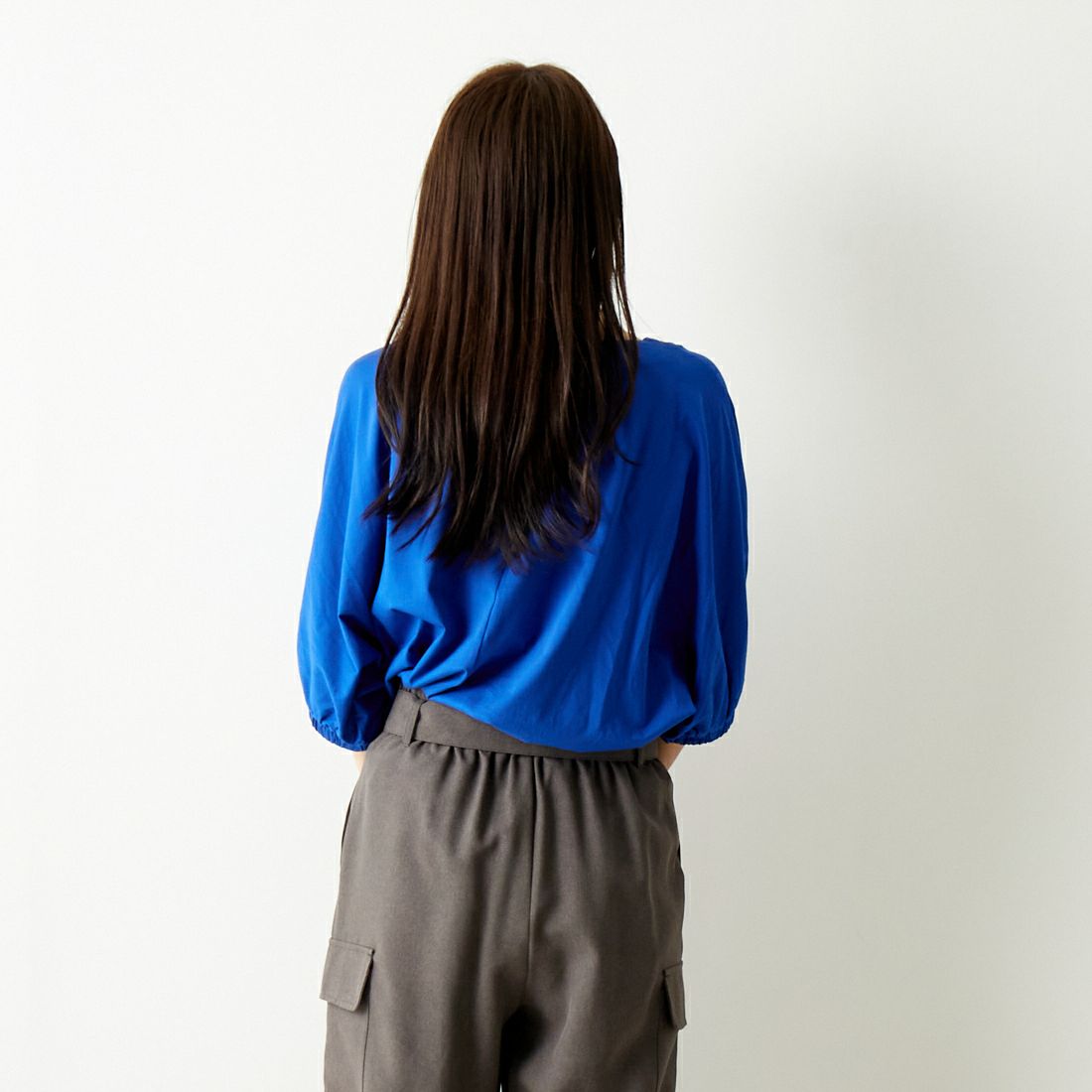Jf Ready Made [ジェイエフレディメイド] ドルマンスリーブシルケットTシャツ [3012110] 501 ﾌﾞﾙ- &&モデル身長：167cm 着用サイズ：F&&