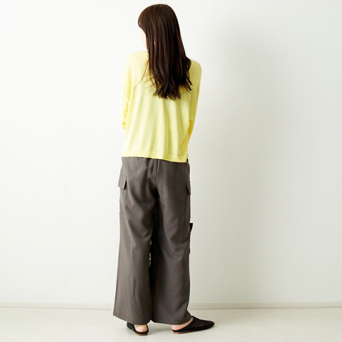 Jeans Factory Clothes [ジーンズファクトリークローズ] 2WAY UVカットカーディガン [116-5026] IVORY/YELL &&モデル身長：167cm 着用サイズ：F&&