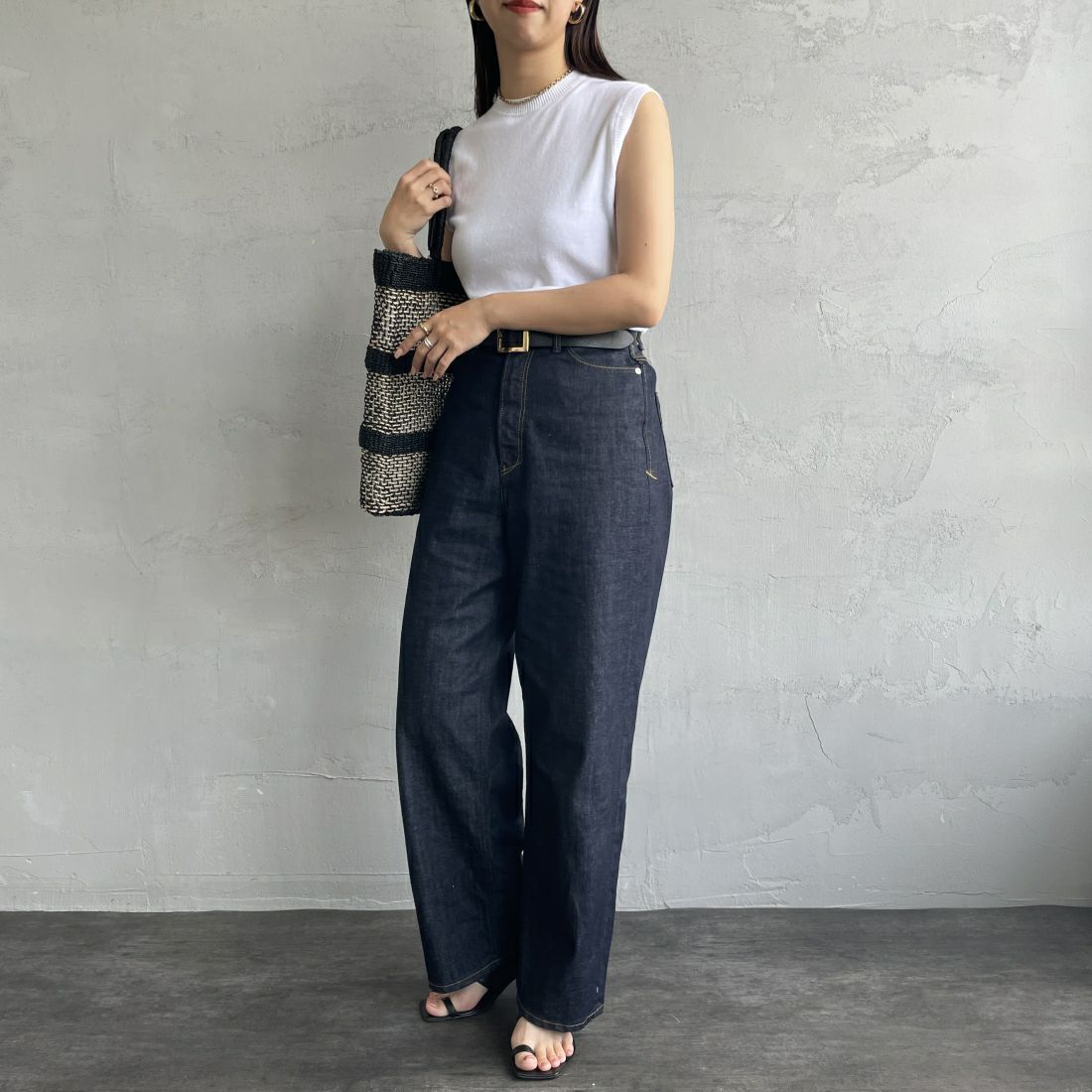GICIPI [ジチピ] OPALE ノースリーブニットソー [2417P] BIANCO &&モデル身長：163cm 着用サイズ：1&&