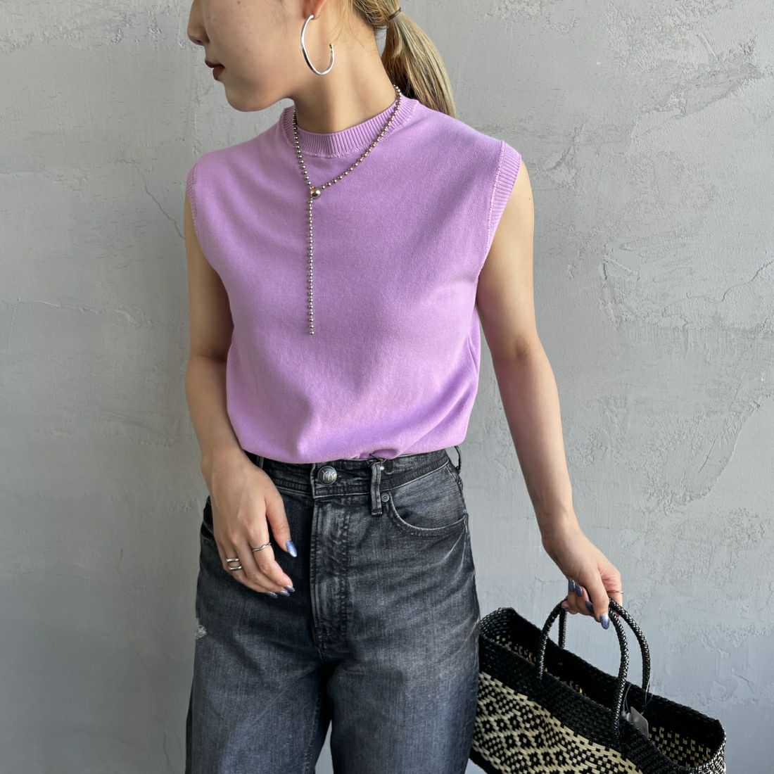 GICIPI [ジチピ] OPALE ノースリーブニットソー [2417P] LAVENDER &&モデル身長：156cm 着用サイズ：1&&