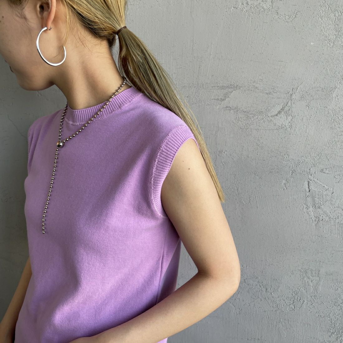GICIPI [ジチピ] OPALE ノースリーブニットソー [2417P] LAVENDER &&モデル身長：156cm 着用サイズ：1&&